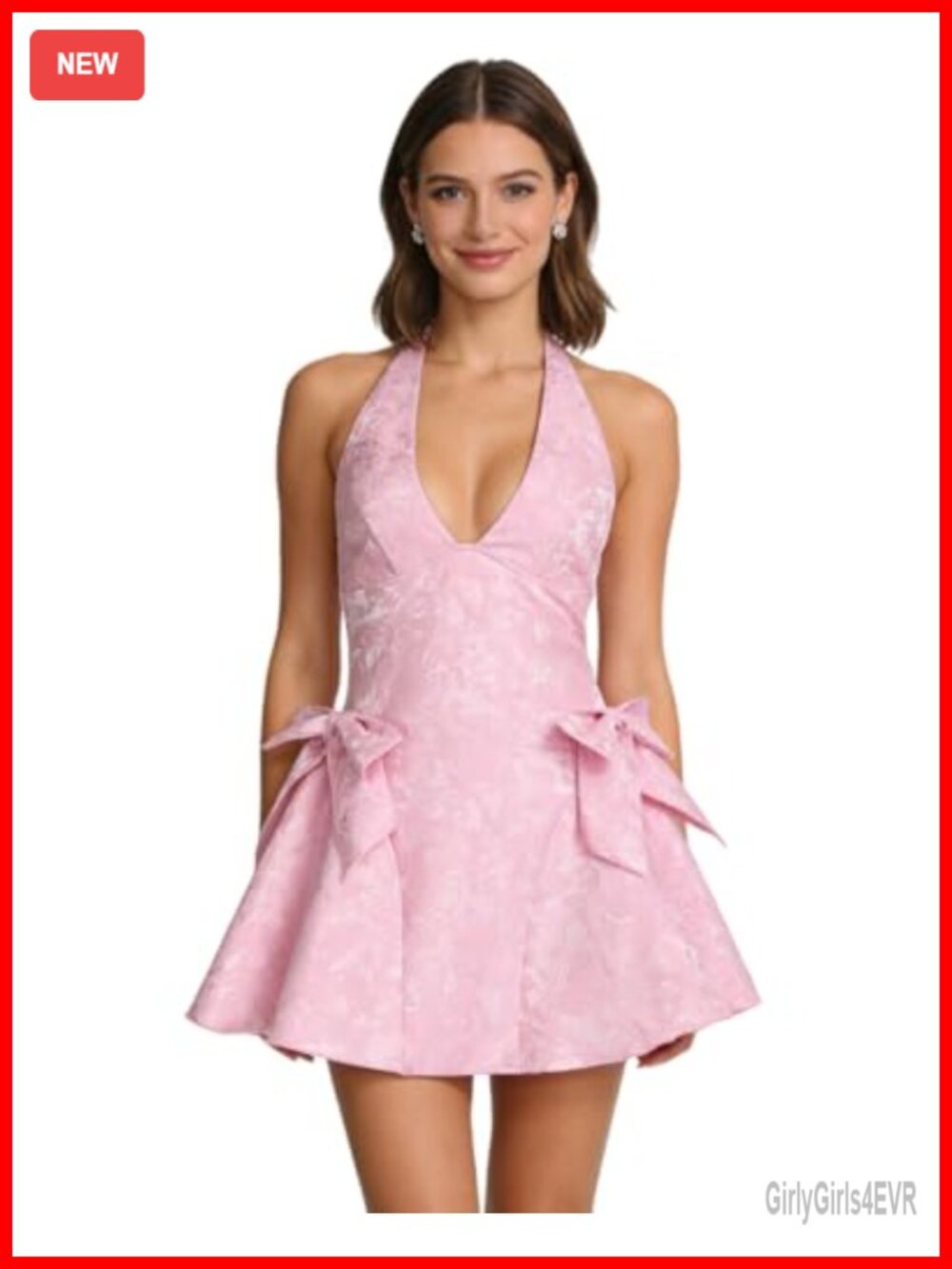JUMISEE Satin Embroidered Strapless A-Line Mini Homecoming Dress